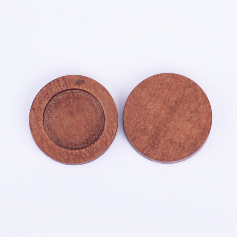 12mm Round Wooden Pendant Tray Bezel Setting Blanks wood Bezel Cup unfinished wooden jewel supply red coffee 20pcs