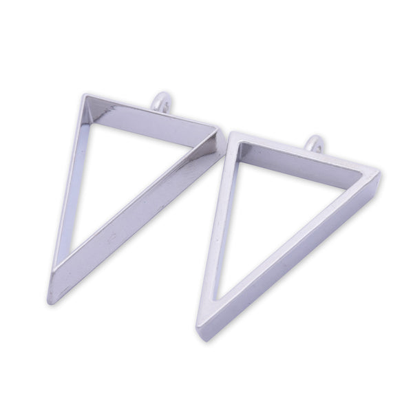 10 Silver Metal Triangle frame  35*22*4mm bezel open back pendant  Zinc alloy accessories pendant trays Resin Setting Blanks