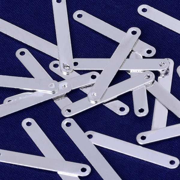 About 22*3MM tibetara® Brass Stamping Blank Bar Charms pendant Ready to stamp blanks with 2 holes DIY Jewelry plated silver 20pcs