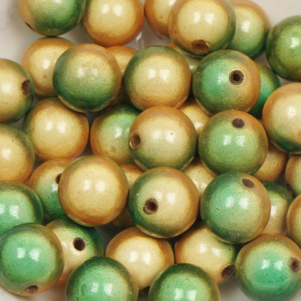 Top Quality 18mm Round Miracle Beads,Green Two-tone color,Sold per pkg of 170 Pcs