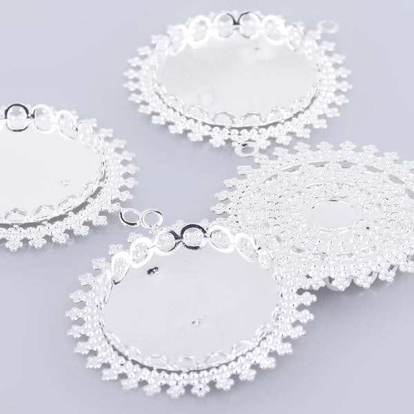 25MM Round Silver Plated  Zinc Alloy Cameo Cabochon Base Setting Pendants,Nickle and Lead free;fit 25mm cabochon;sold 20pcs per pkg