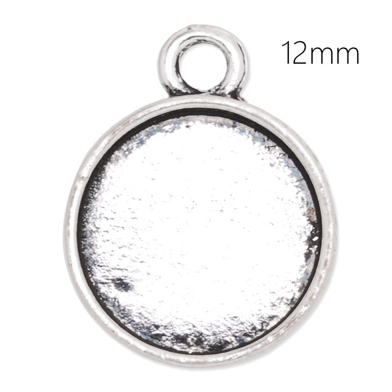 12mm Round Pendant tray,Zinc alloy filled,antique silver plated,20pcs/lot
