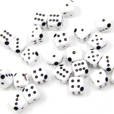 500 Grams 6.5*6.5MM   White Cube Number Beads Acrylic,About 2500PCS Per Pkg