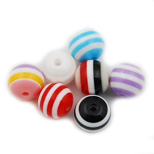 10 MM Bright and Colorful stripe Bead Round resin Beads,Hole Size 2.6mm,Sold 1000 PCS Per Package