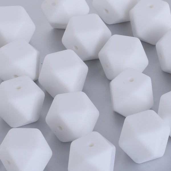 17*17*17MM Hexagon Silicone Teething Beads Sensory Beads BPA free silicone beading Food grade silicone white 10pcs