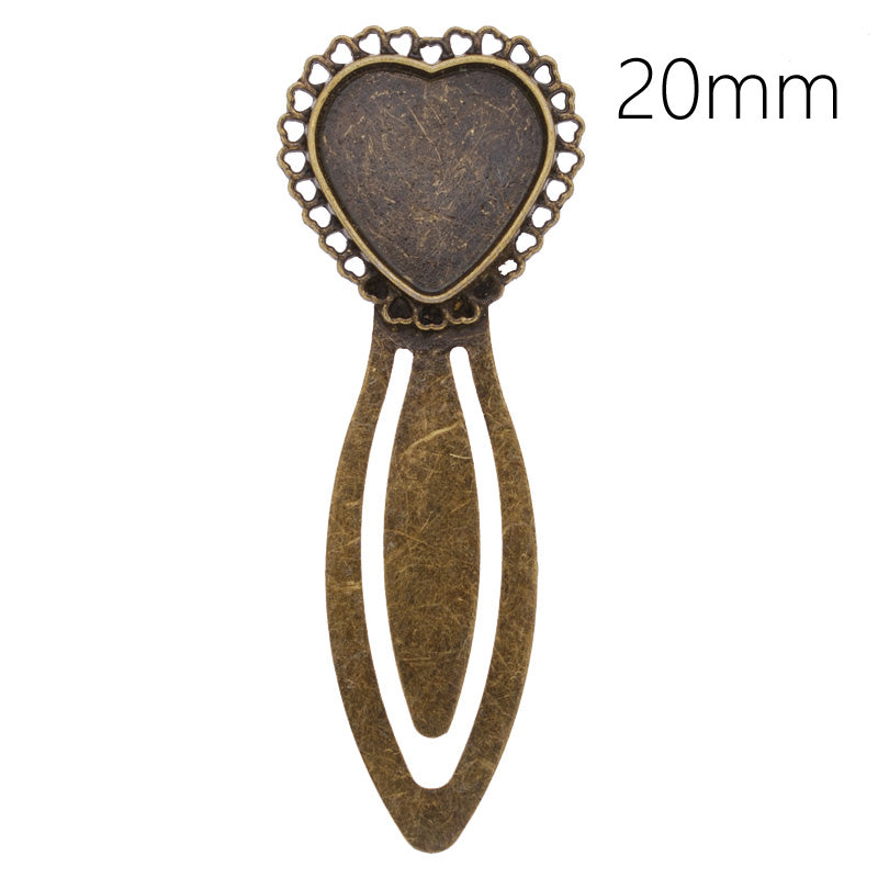 High Quality Vintage Antiqued Bronze Heart Bookmark with 20mm Heart Bezel,length:74mm,10pcs/lot