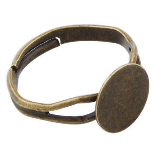 Antique Bronze plated Adjustable Ring Blanks Base With 10MM Blank Pad,Sold 50PCS Per Package