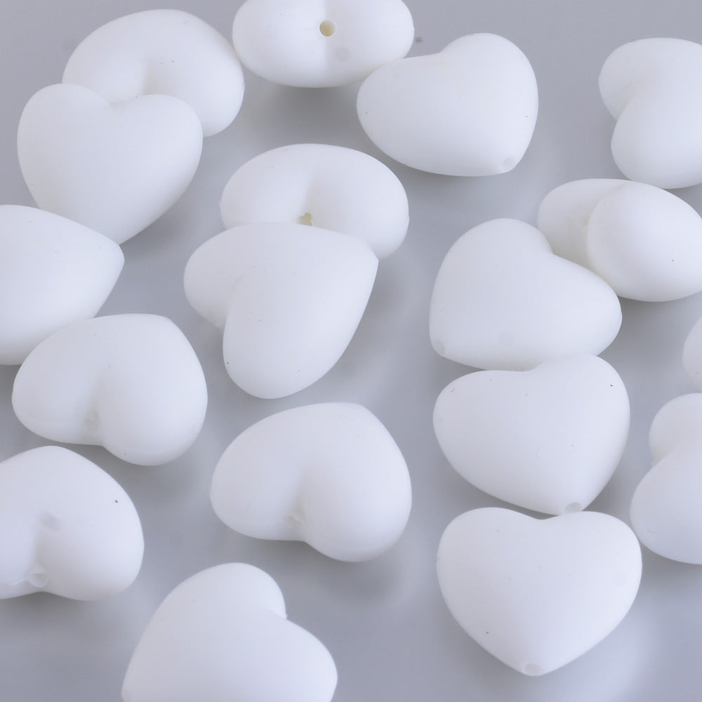 20*19*12MM Heart Silicone Beads 100% Food Grade Silicone Beads BPA Free Sensory Beads diy Necklace bracelet white 20pcs