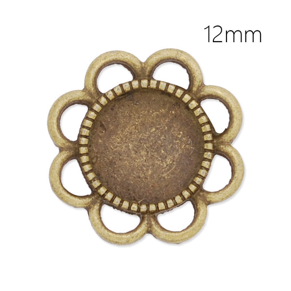 12mm round charm tray,cameo setting,zinc alloy filled,antique bronze plated,20pcs/lot