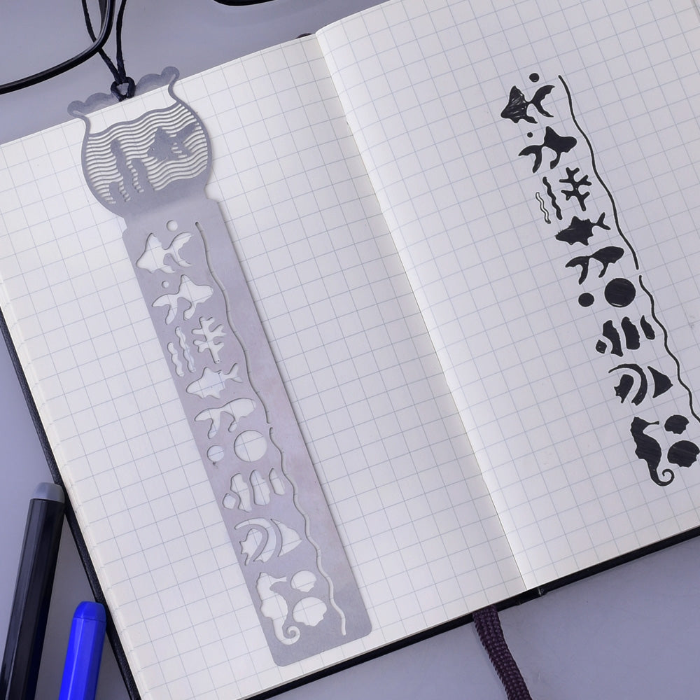 About  1 1/3*5 1/2" Stainless Steel bookmark stencil Metal Bookmark bullet journal stencil template Ruler fish tank 1pcs