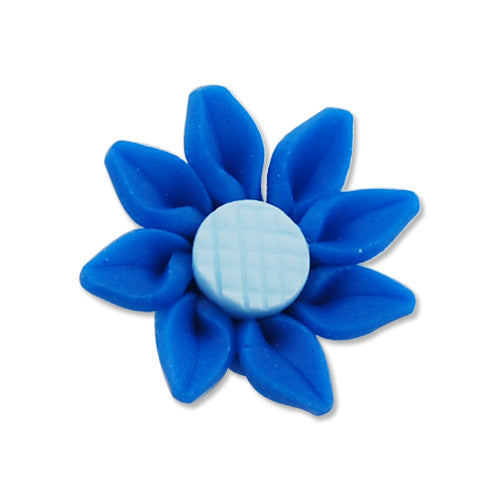 25MM Hand Made And Flat Back Polymer Clay Flower Beads,Blue,Side Drilled Hole Size 2.5MM,Lead Free,Sold 50 PCS Per Package