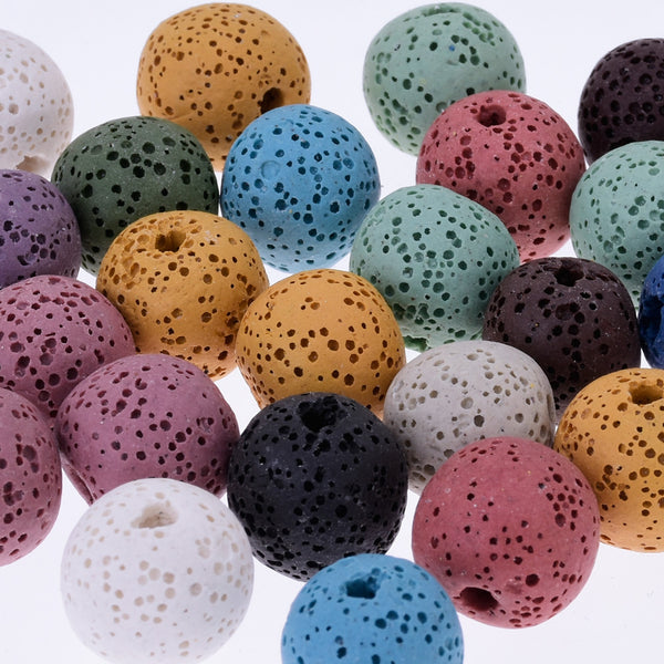 Round Lava Beads Earrings Bracelet Necklace Accessories 14mm 1.2mm hole mixed color 20pcs/lot