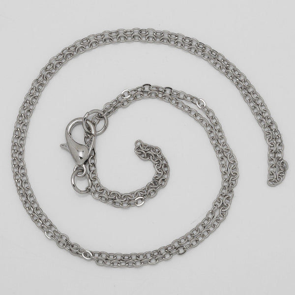 1.5mm brass Chain Necklace for Pendants Length 18" Bulk Chain with lobster clasp Craft Supplies Findings Imitation Rhodium Plated 20PCS