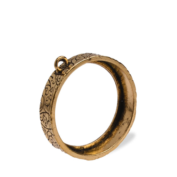 Antique Gold Round Resin Bezel Open Back Blank,Flourish Open Bezel 30mm for Resin Pendant Setting