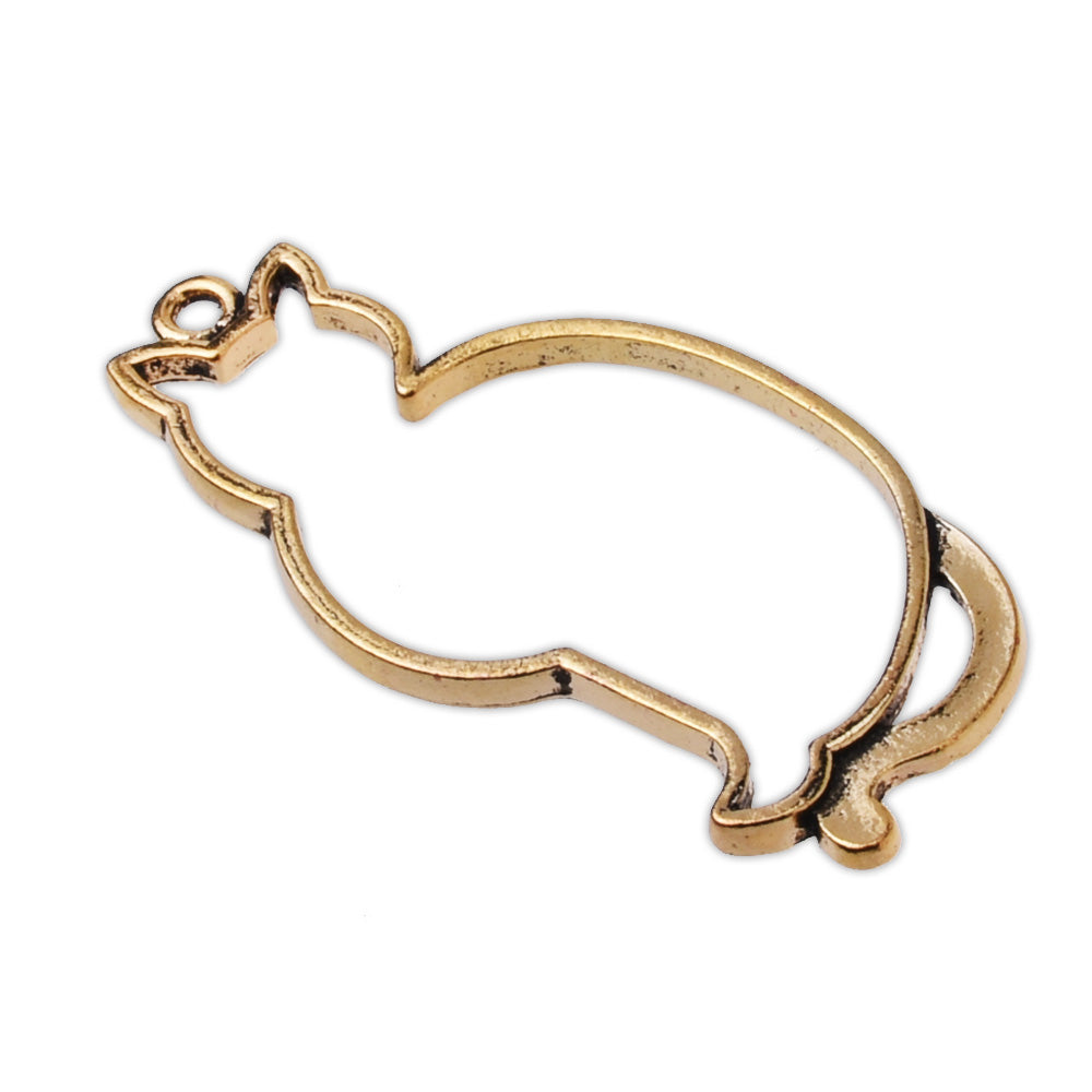 Antique gold Cat Open Bezel, Cat Open Back Bezel Setting for Resin, Resin Casting Bezels Diy Setting Design Frame - Pendant Blanks 20pcs