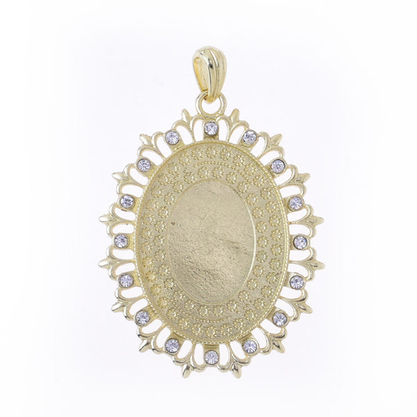 60*47mm Pendant Blank Base Setting Necklace Blank Row Rhinestone fit 40*30mm cabochons Jewelry supplies thickness 3mm gold 10pcs 10022305