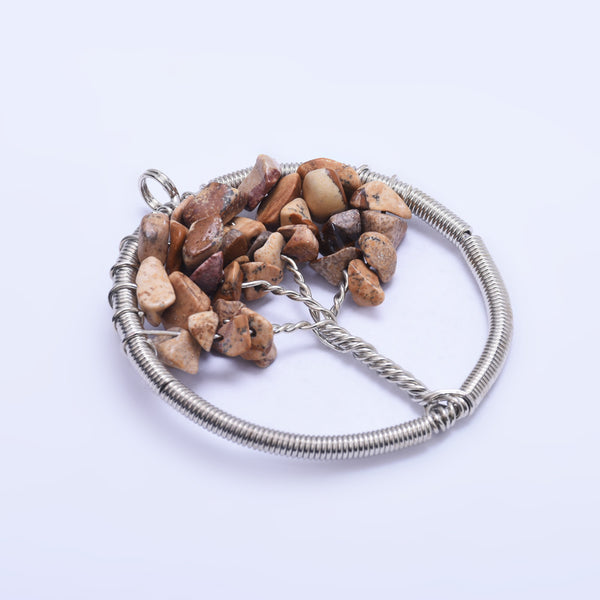 1 coffee Irregular Natural Stone Healing Fashion Jewelry Charm Crystal High Quality Pendant Tree of Life Women'sFashion Handwork 46mm