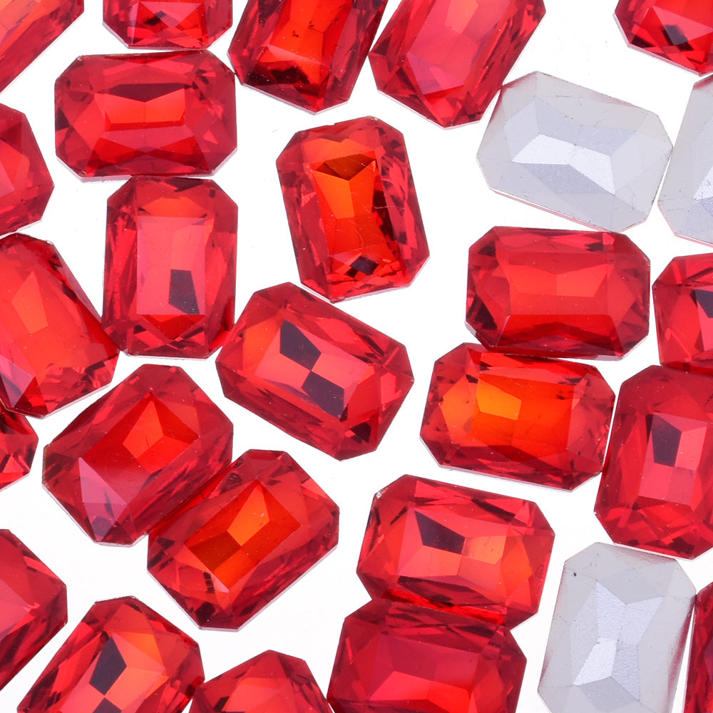 18x25mm Rectangle Pointed Back Rhinestones glass crystals beads wedding diy jewelry red 50pcs 10183556