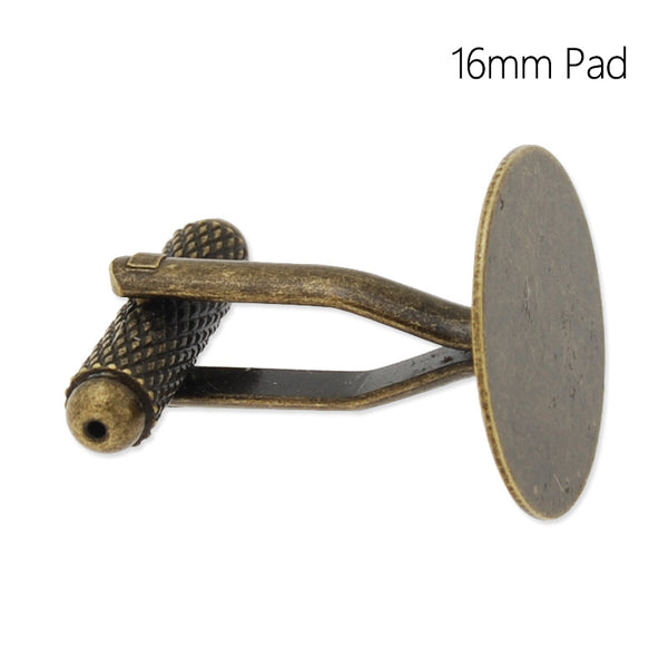 Cufflink Blanks with a 16mm Pad,Brass filled,Antique Bronze plated,20 Pieces/lot