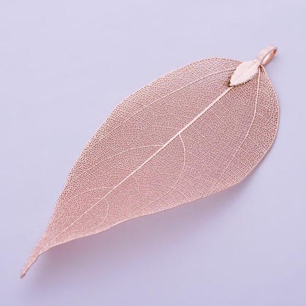 2 Rose Gold Real Leaf Jewelry for Necklace  Pendant Findings Supplies Big Leaf Rose Gold  Pendant
