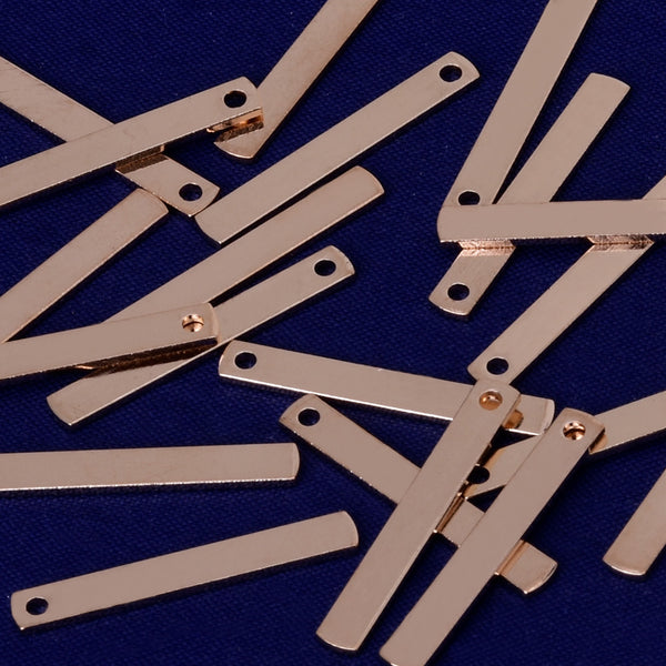 About 22*3.54*1.1MM tibetara® Brass Stamping Bar 4 sided Blank Bar Stamping Blank Pendant Charms Name Plated plated kc gold 20pcs