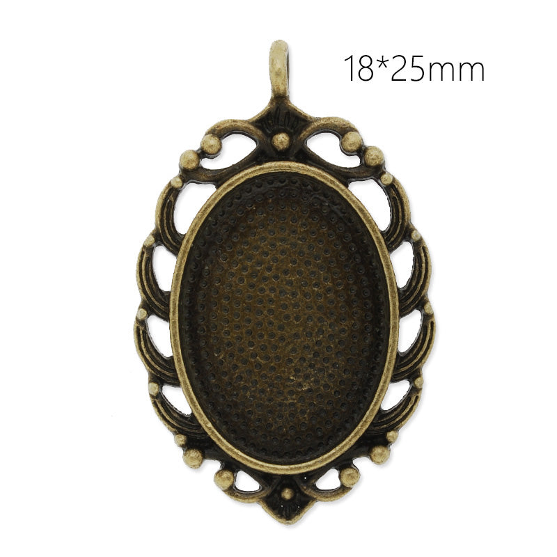 18x25mm Antique Bronze plated oval Zinc Alloy Cabochon Base Setting Pendants,cabochon bezel settings, 20 pieces/lot