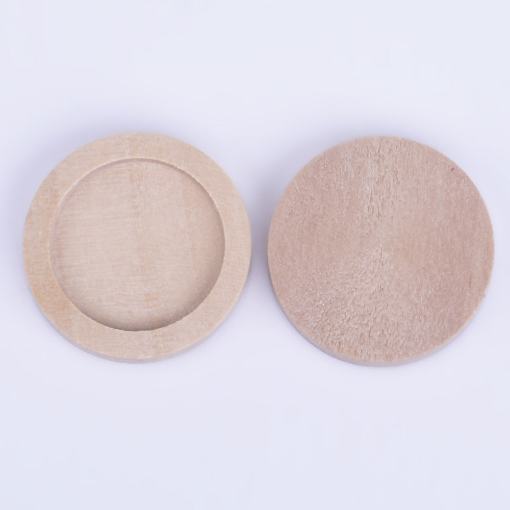 Unfinished wooden pendant base wood Pendant Blank Round Pendant Setting wood trays fit 15mm round Cabochon primary 20pcs