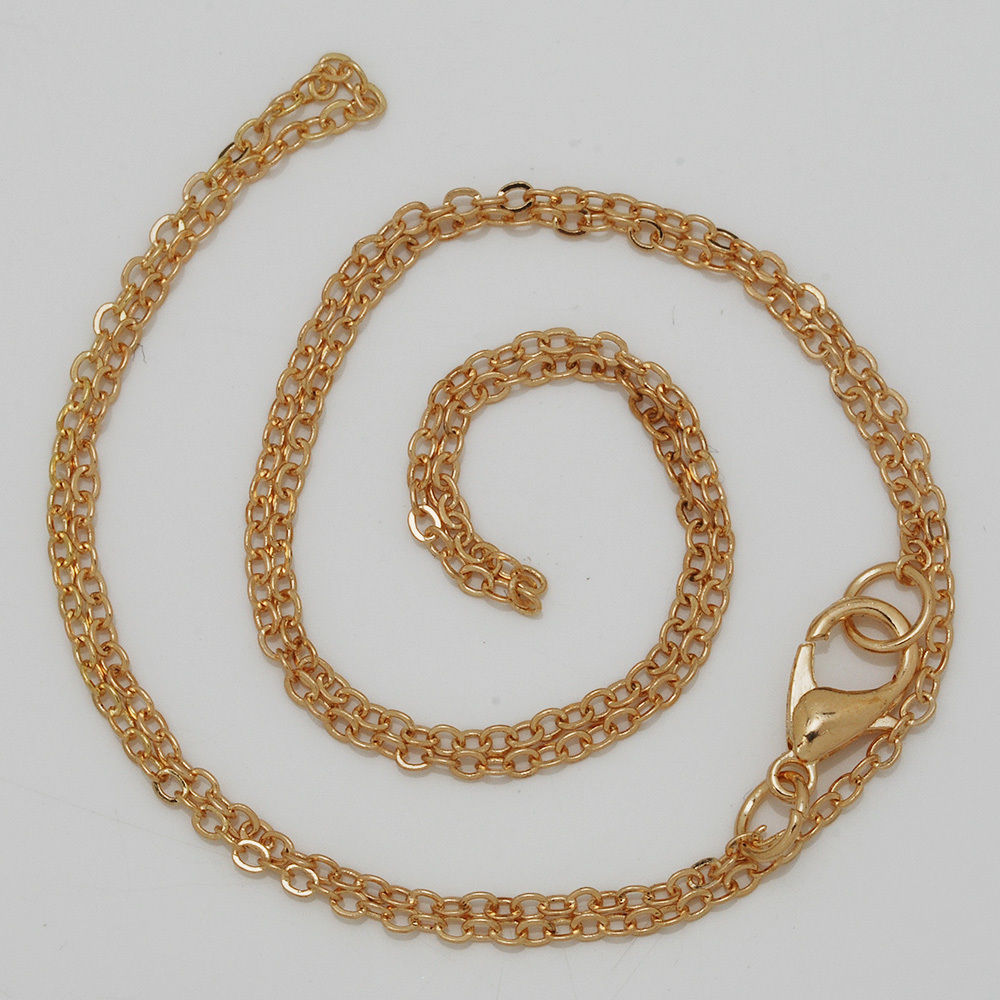 1.5mm brass Chain Necklace for Pendants Length 18" Bulk Chain with lobster clasp Craft Supplies Findings Rose Gold 20PCS