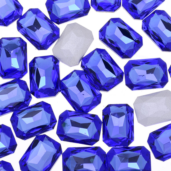 13x18mm Rectangle Pointed Back Rhinestones glass crystals beads wedding diy jewelry blue 50pcs 10183452