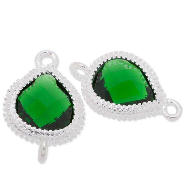 12.5x19mm framed glass,metal framed glass,Faceted glass,emerald,connectors,gemstone bezel,Sold 5pcs/lot