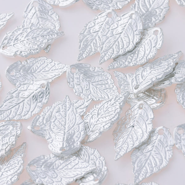 50 Silver 1.7*1.0 cm Charm Alloy Leafs Metal Pendant accessories Jewelry findings Diy Handmade Pendants