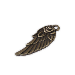 20 Antique Bronze Angel Wing Charms Rose Angel Wings Charms,Feather Charms 11x30mm Fashion Trendy Pendants