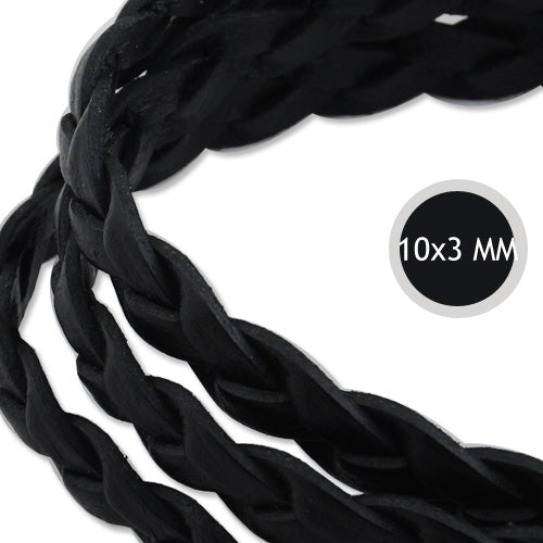 10*3mm Black Braided Leather Cord,Sold 10M/Roll