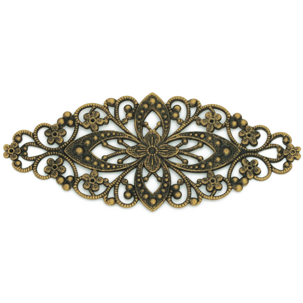 80*35mm Great Brass copper Huapian,DIY Copper Huapian Jewelry Accessories,Antique Bronze Hollow Filigree Flower Wraps Connectors,10PCS/lot