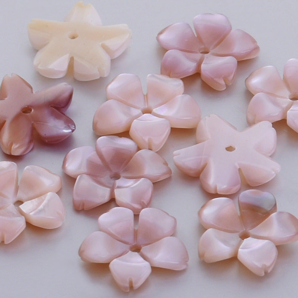10mm Mother of Pearl Beads Shell Carved Charms Natural shell charm Shell  central hole 1mm Handmade Jewelry supplies pink 6pcs