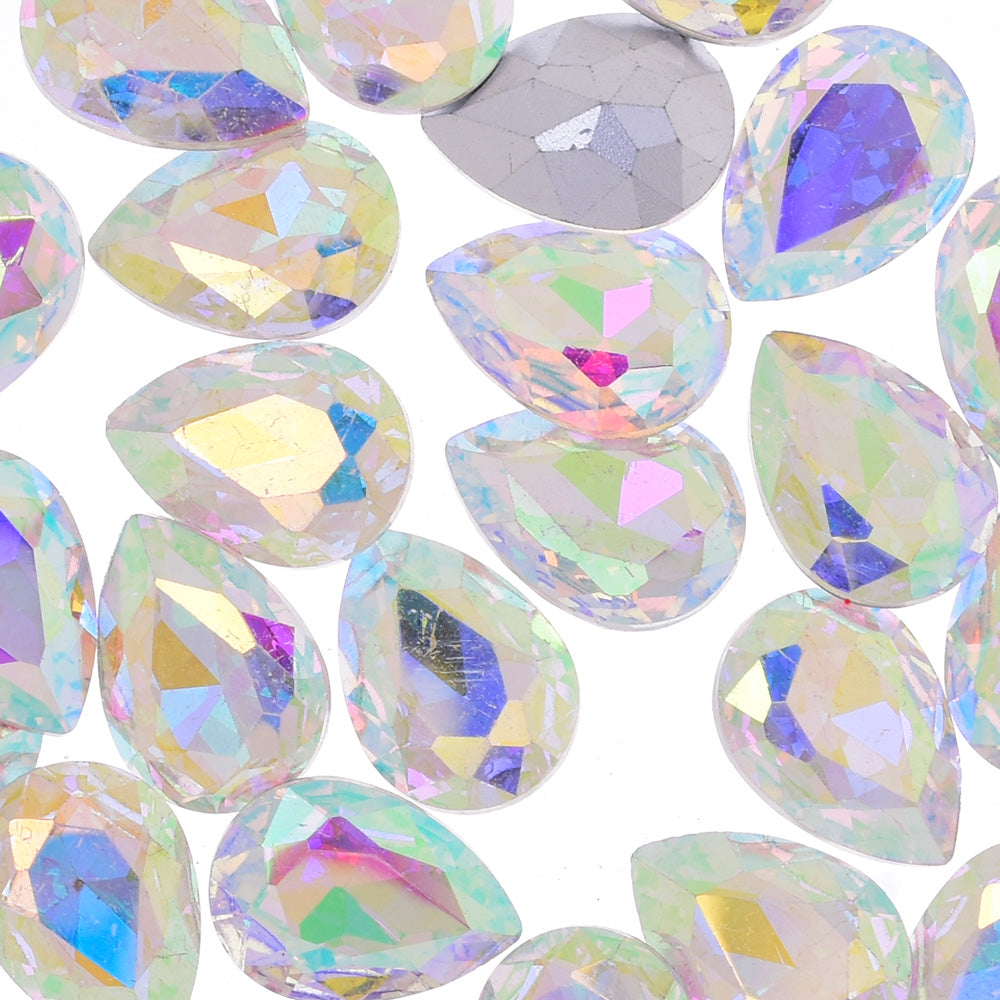 18x25mm Teardrop crystal Pointed Back Rhinestones Glass Crystal dress jewellery making shoes clear AB 50pcs 10184357