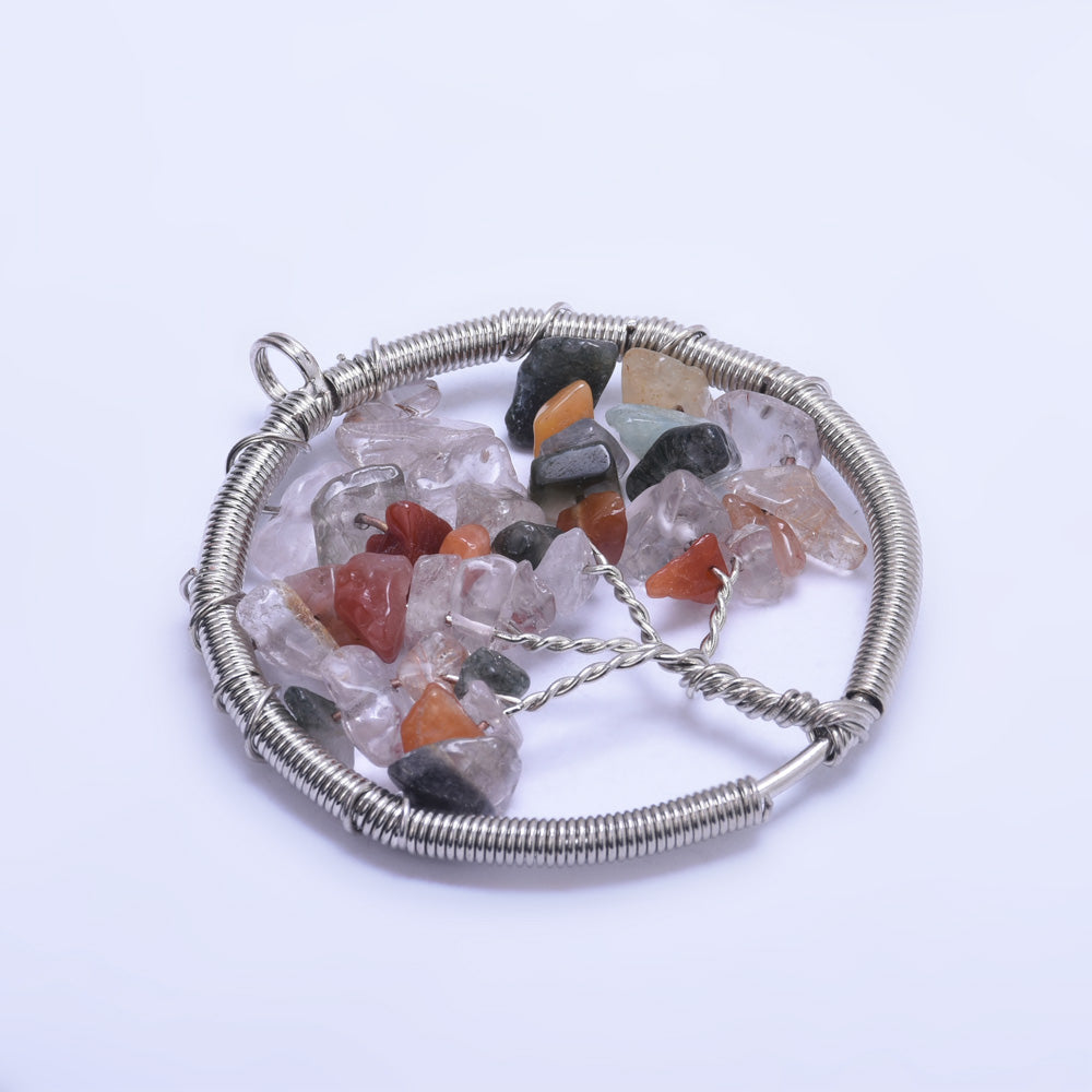 1 Mix Color 46mm Irregular Natural Stone Healing Fashion Jewelry Charm Crystal High Quality Pendant Tree of Life Women'sFashion Handwork