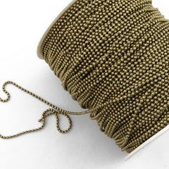 1.5MM Brass  Antique Bronze Plated Ball Chain,25 Meters Per Roll