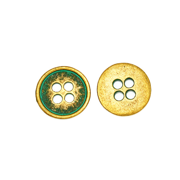 13mm Round Verdigris Patina Button,Verdigris Patina Jewelry,Patina Charms,Thickness 1.5mm,20pcs/lot