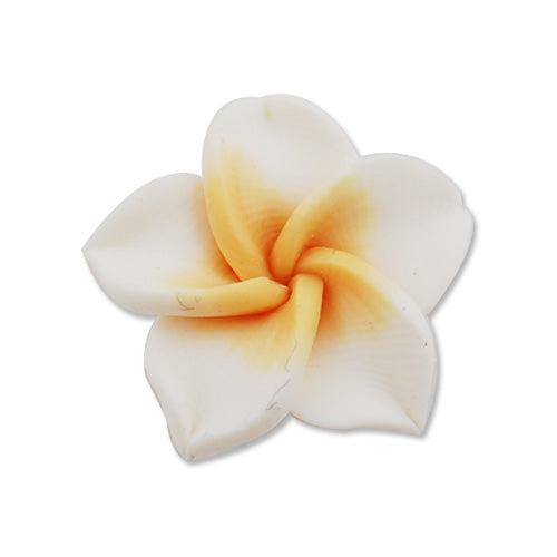 20MM HandMade And Flat Back Polymer Clay Flower Beads,White,Side Drilled Hole Size 2.5MM,Lead Free,Sold 100 PCS Per Package