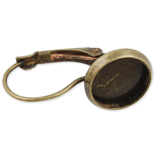 Antique Bronze French Lever Back Earrings Blank/Base,fit 10MM glass cabochons,buttons