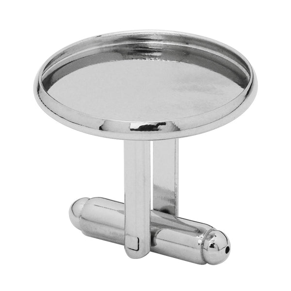 20mm Round Bezel Cufflink Blank Base,Imitation Rhodium Cufflink Setting,Metal Brass,20pcs/lot