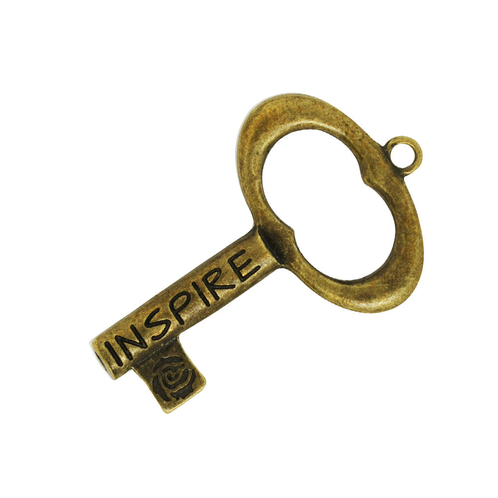 50*32mm Skeleton Keys,Vintage Keys Jewelry Pendant,'INSPIRE' ,Antique Bronze Charm Necklace Jewelry,sold 10pcs/lot