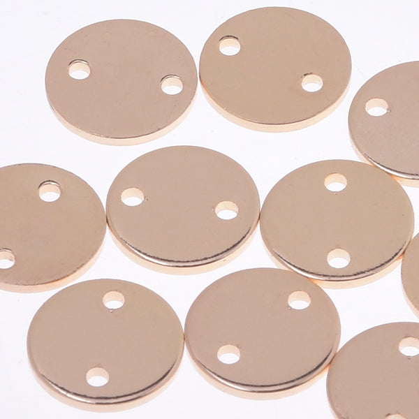 About 8mm two hole Brass Electroplate Discs Round Stamping Discs Stamping Blanks Stamping Tags wholesale KC Golden 20pcs