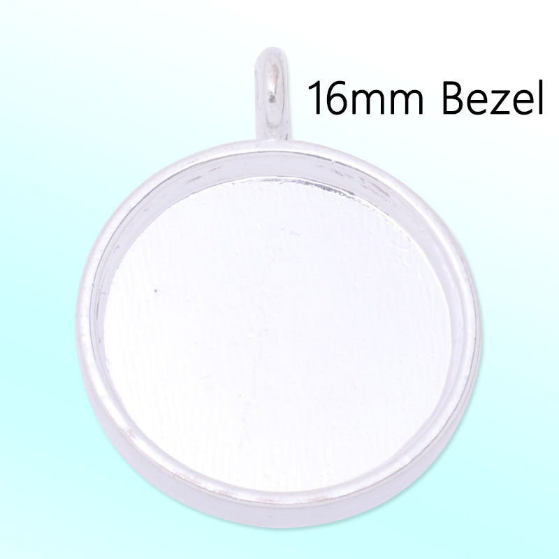 16mm(inside) Round pendant trays,Zinc Alloy filled,Silver plated,20pcs/lot