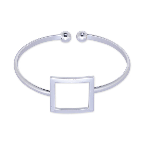 60mm Adjustable open Brass bracelet Bangle bracelet square bracelet women bracelet minimal jewelry plated silver 1pcs