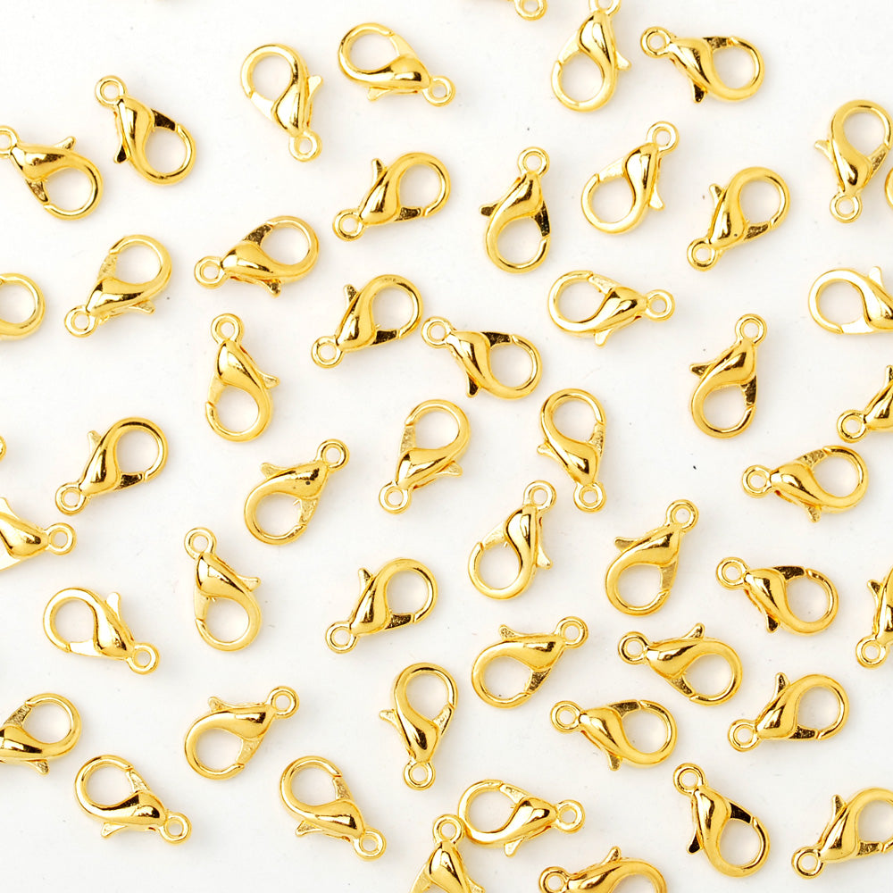 12mm Alloy Lobster Clasps Fastener Hooks Jewellery-making,18k gold 100pcs