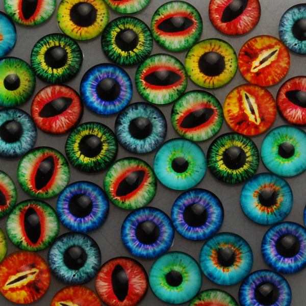 14mm Round glass cabochons,Dragon's eyes pattern glass cabochon,flat back,thickness 4.5mm,50 pieces/lot