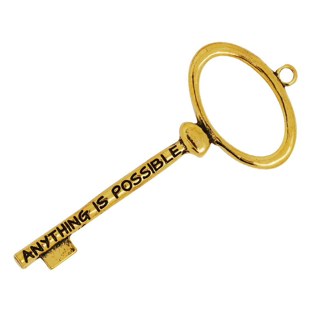 73*30mm Antique Gold Skeleton Keys,Vintage Keys Pendant,'ANYTHING IS POSSIBLE' ,Charm Necklace Jewelry,sold 10pcs/lot