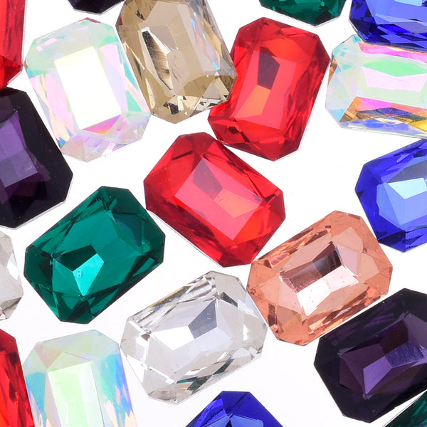 18x25mm Rectangle Pointed Back Rhinestones glass crystals beads wedding diy jewelry mixed 50pcs 10183558